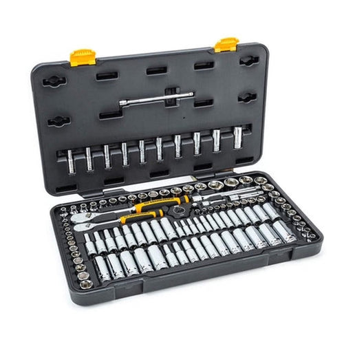 GEARWRENCH 1/4 in. and 3/8 in. Drive 6-Point Standard  Deep SAE/Metric 90-Tooth Ratchet and Socket Mechanics Tool Set (106-Piece)