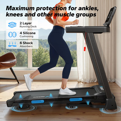 MERACH 2.5HP Folding Treadmill with Incline, Fitness Treadmill for Home with APP, 0.8-7.5MPH, LED Display
