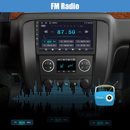 Car Radio Stereo for GMC Yukon Chevrolet Chevy Tahoe Suburban 2007-2012 with Built in wireless Apple CarPlay Andriod Auto Black