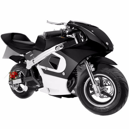XtremepowerUS 40cc 4-Stroke Pocketbike, EPA Gas Motorbike for Kids, Dual Brake, Ride On Toy, Blue