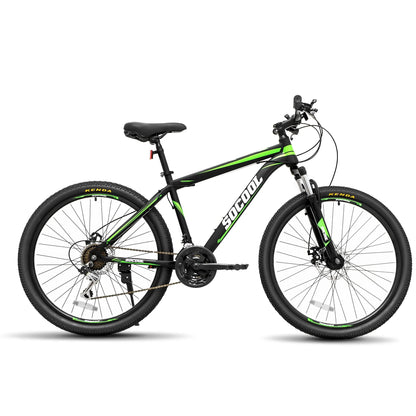 Men's Mountain Bike, 26 inch wheels, 21 speeds -Black & White & Green