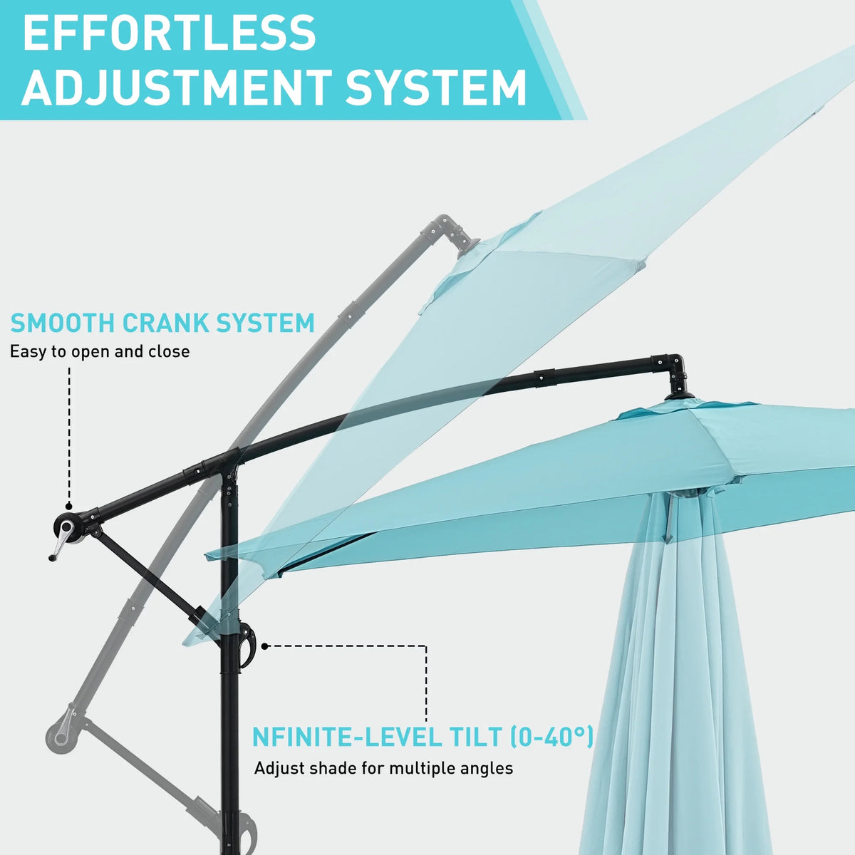 Ainfox 10ft Cantilever Patio Umbrella with Lights, Offset Market Umbrella with Sandbags Weighted Base and Cross Base,Khaki