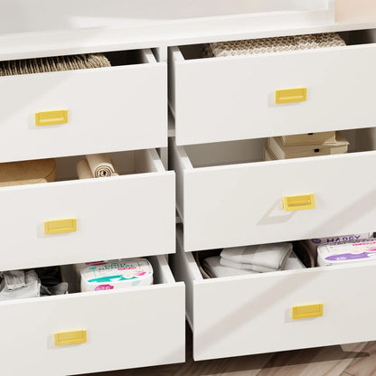 OXYLIFE 45" Baby Nursery Changing Table Dresser with 4 Drawers and Shelf for Nursery Room, White