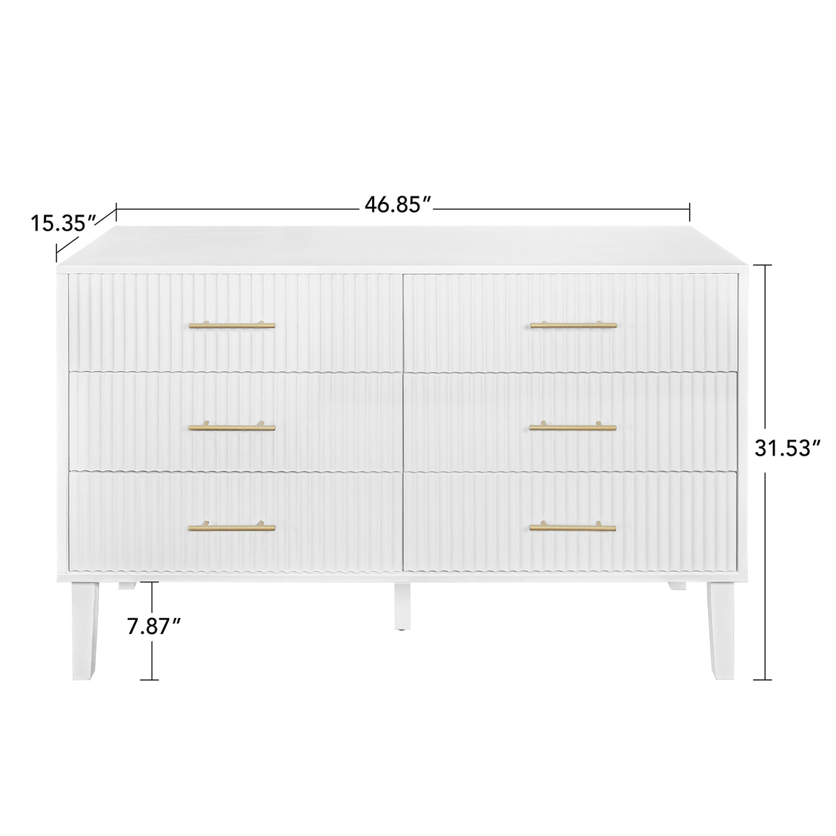 Fluted 6 Drawers Dresser, Wide Modern Chest of Drawers, 6 Drawer Double Dresser