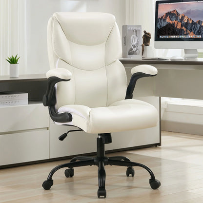 JONPONY Big and Tall Office Chair Wide Seat Ergonomic Computer Desk Chair High Back Executive Leather Chair Adjustable Task Chair Lumbar Back Support 8 Hours Heavy Duty Design,Black