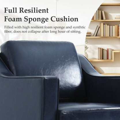 Swivel Accent Chair for Living Room, Modern Upholstered Barrel Arm Chair with Plump Back Pillow, Comfy Club Sofa Reading Chair for Adults (Chenille Navy, Set of 1)
