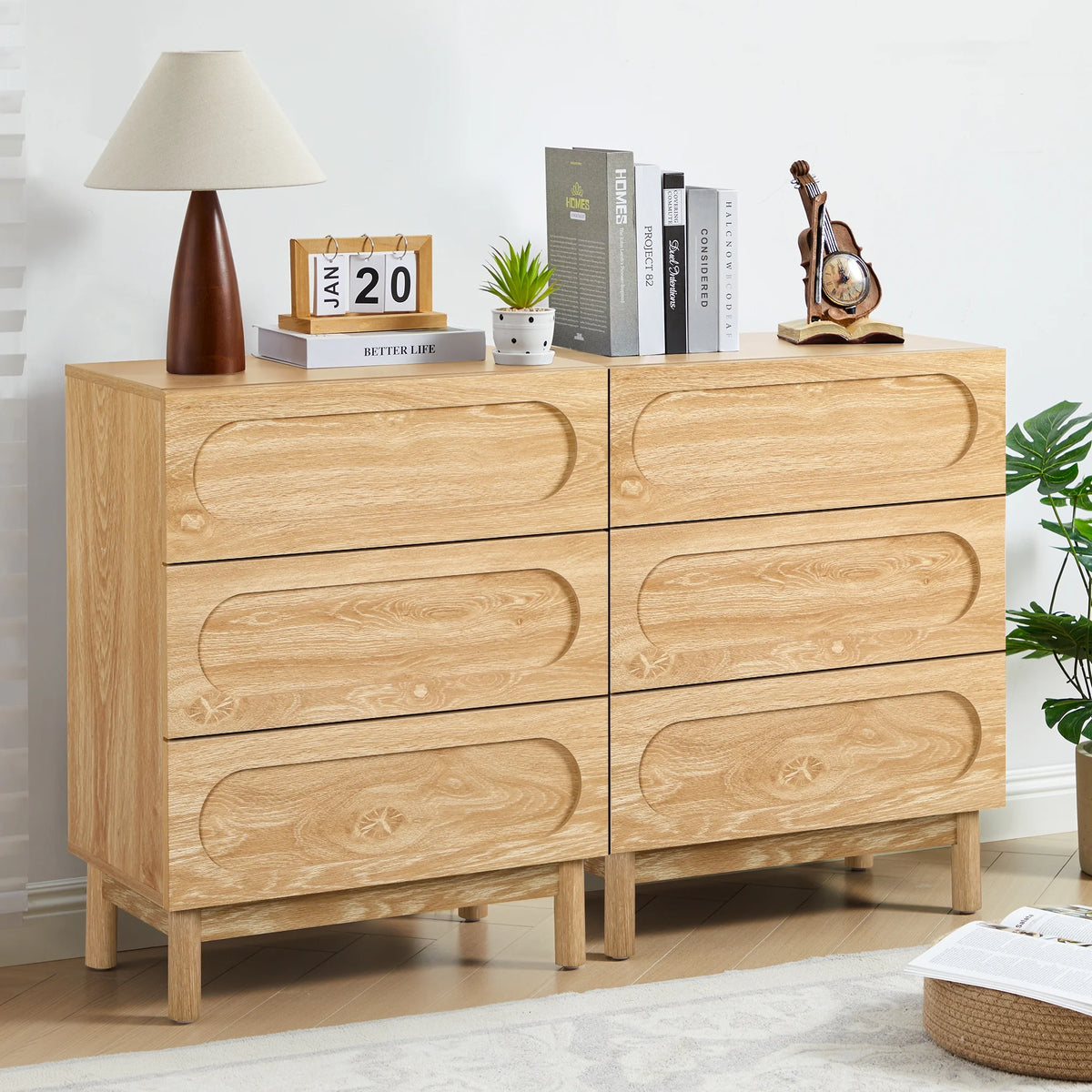 MIYZEAL Modern Wood Chest of 3 Drawers Bedroom Dresser, Wide Storage Cabinet & Contemporary Nightstand for Adults Walnut Finish Bedside Furniture