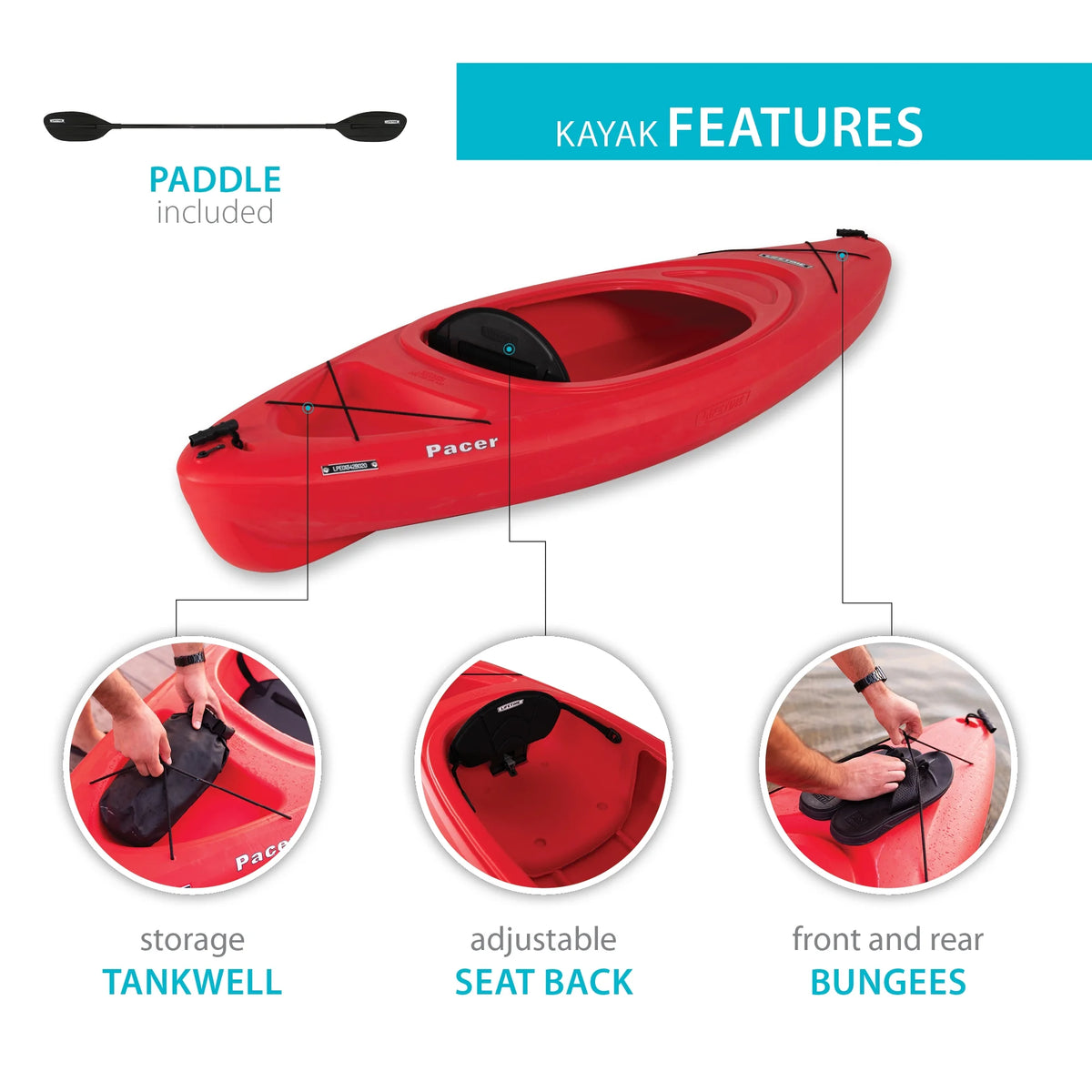 Lifetime Pacer 8 ft. Sit-Inside Kayak, Green (91032)