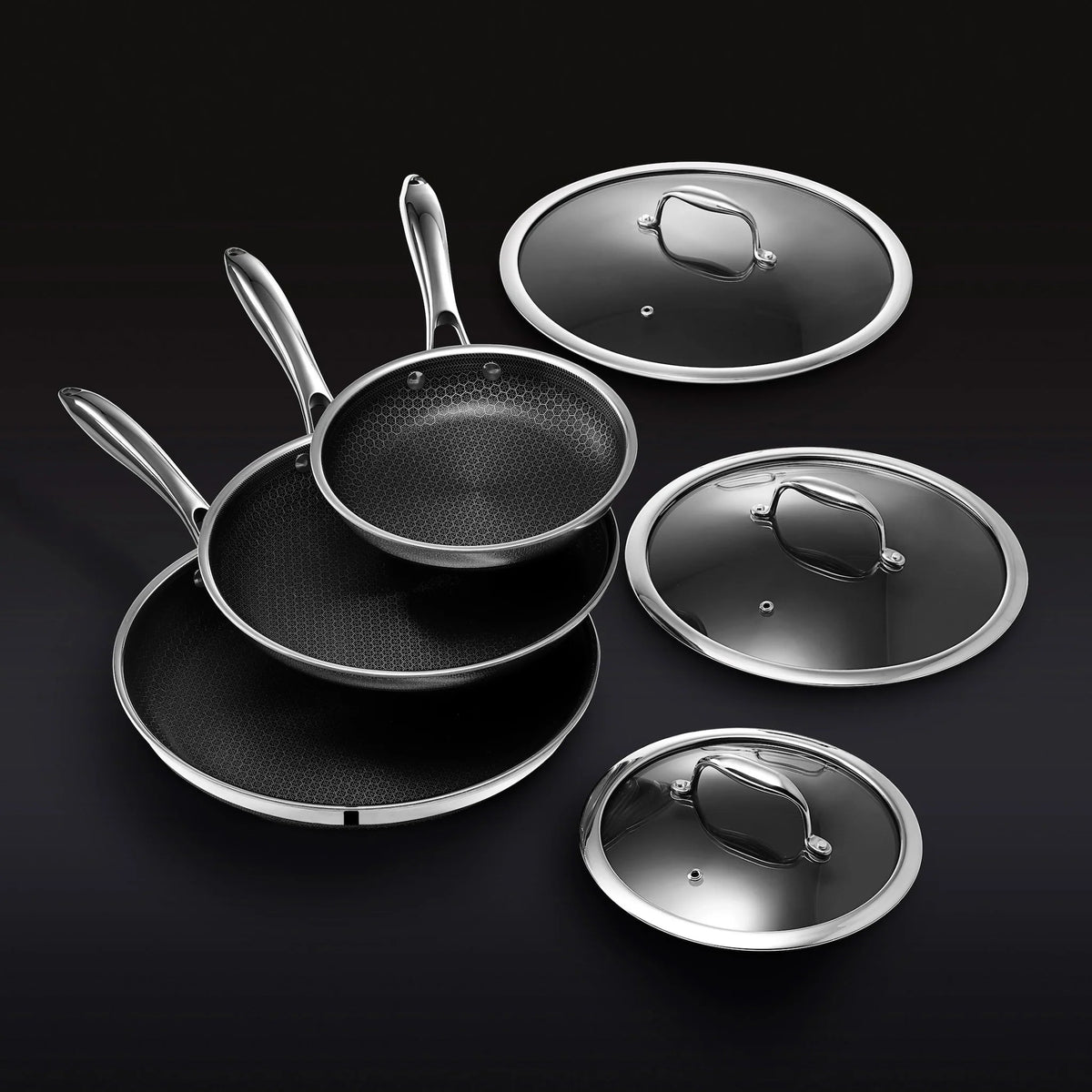 Hybrid Fry Pan Set With Lids, 6-pc