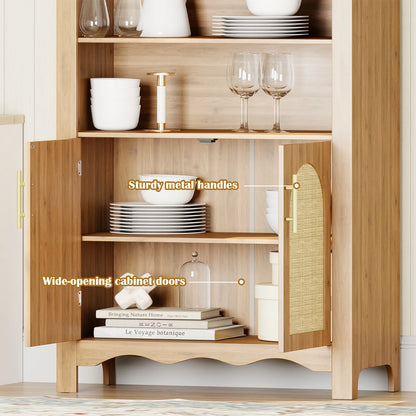 LAZZO 73-Inch Tall Arched Kitchen Pantry Storage Cabinet, 2 Doors, Brown