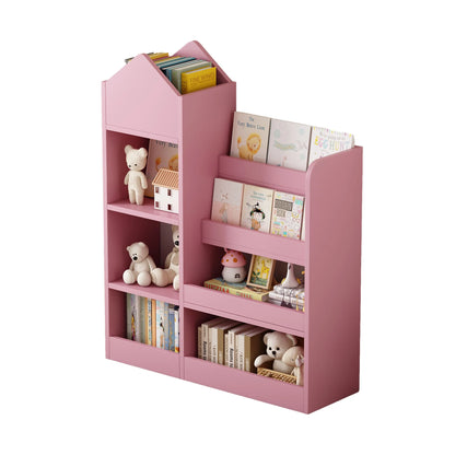 PORKISS Bookshelf for Kids, Wood Kids Bookcase with Toy Storage Organizer, Freestanding Book Shelf with 6 Compartments and 2 Baskets Bins for Kids Bedroom, Nursery, Playroom, Natural