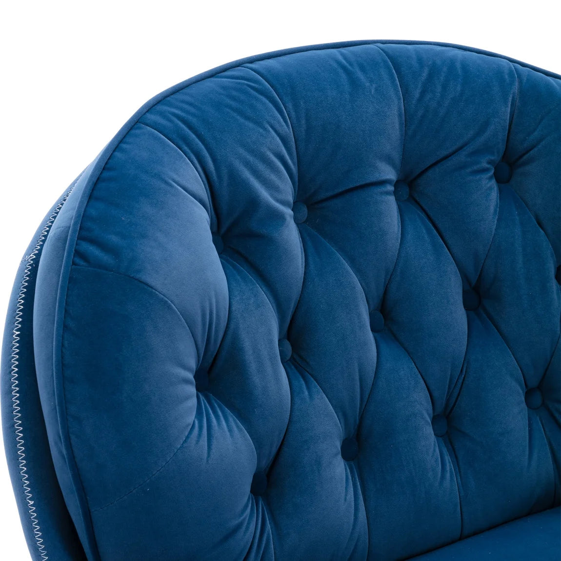 Velvet Swivel Accent Chair with Ottoman, Modern Chaise Lounge Chair with Metal Frame and Footstool, Comfy Armchair Reading Chair for Living Room Bedroom Office,Blue
