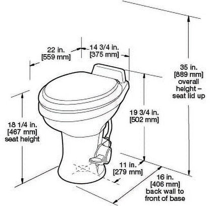 Dometic 320 RV Toilet | White | 302320081 | Standard Height | Gravity Toilet | Elongated Ceramic Bowl | Flush with Foot Pedal | For RVs. Trailers. and Outdoor Campers