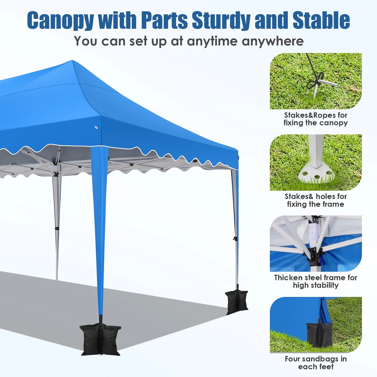 SANOPY 10' x 20' Pop up Canopy Party Tent with 6 Removable Sidewalls, Wave Eave Outdoor Waterproof Patio Gazebo Tent with Carry Bag, Backyards Camping Picnics, Black