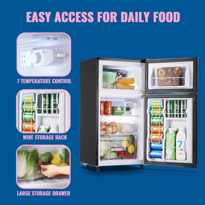 WANAI 3.5 Cubic feet Small Refrigerator with Freezer on Top Double Door Mini Fridge New White