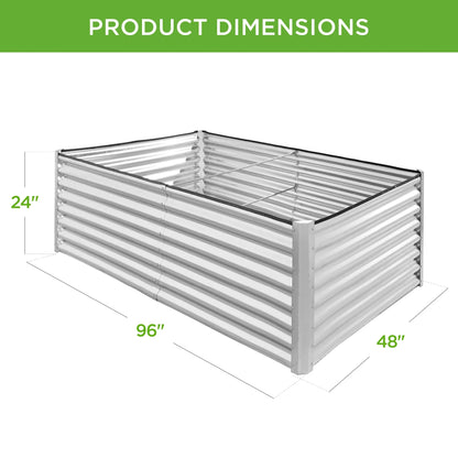 Best Choice Products 8x4x2ft Outdoor Metal Raised Garden Bed, Planter Box for Vegetables, Flowers, Herbs - Gray