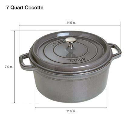 Staub Cast Iron 7-qt Round Cocotte - Grenadine