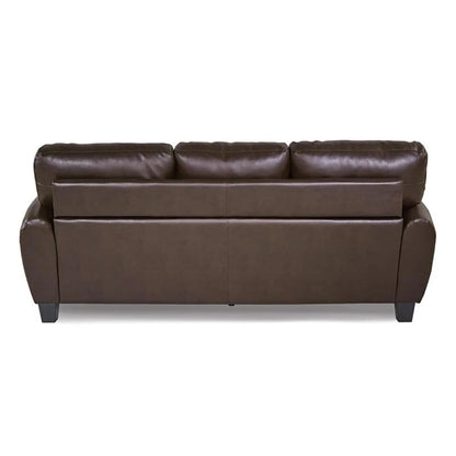 Pemberly Row 19" Contemporary Faux Leather Upholstered Sofa in Black
