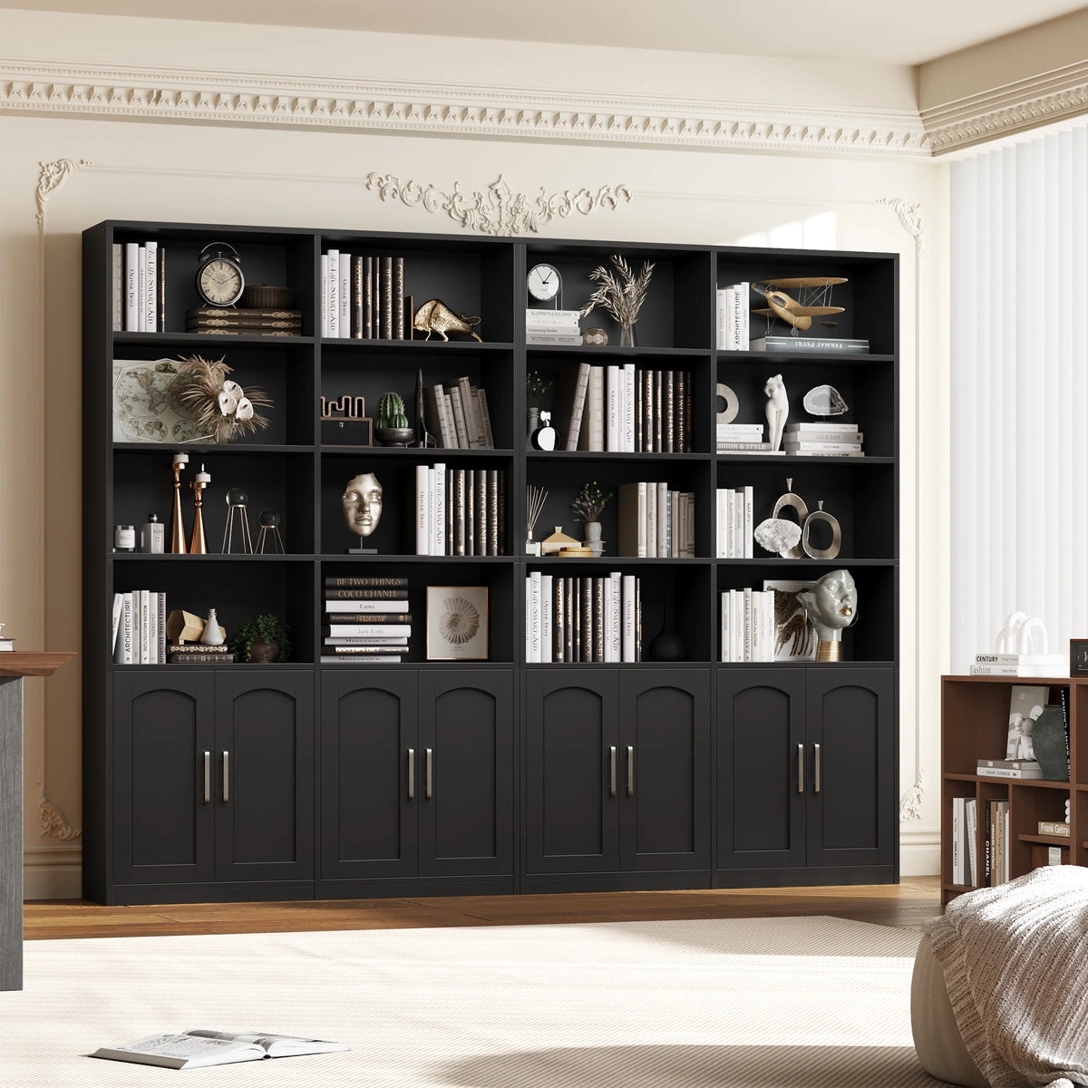Homfa 73�� Tall Bookcases with Doors, 8 Cubes 6-Tier Double Row Bookshelf, White Bookcase for Living Room Home Office