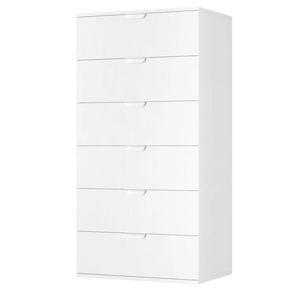 Homfa 6 Drawers Dresser, 47"H White Dresser, Modern Chest with Drawer for Bedroom