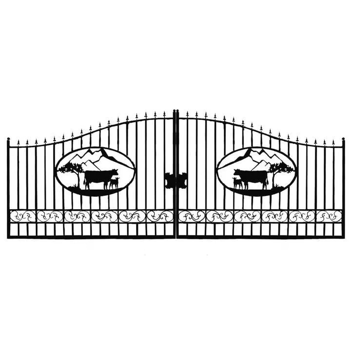 Outdoor Dual Swing Wrought Iron Gate for Driveway, Security Gate, Outdoor Fence Gate, Vienna Style for Yard, Backyard Patio�� 20'Star��