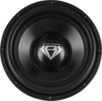 Black Diamond DIA-CARBON15.1D 15" High Excursion Carbon Fiber Subwoofer 3500W RMS - 7000W MAX | 2-Ohm DVC - Competition-Grade Pro Audio Subwoofer for Extreme Bass