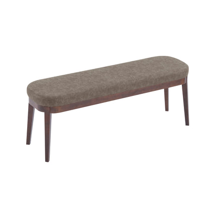 Eleanor Mid-century Upholstered Dining Bench, Entryway Bench with Solid Wood Frame, Beige