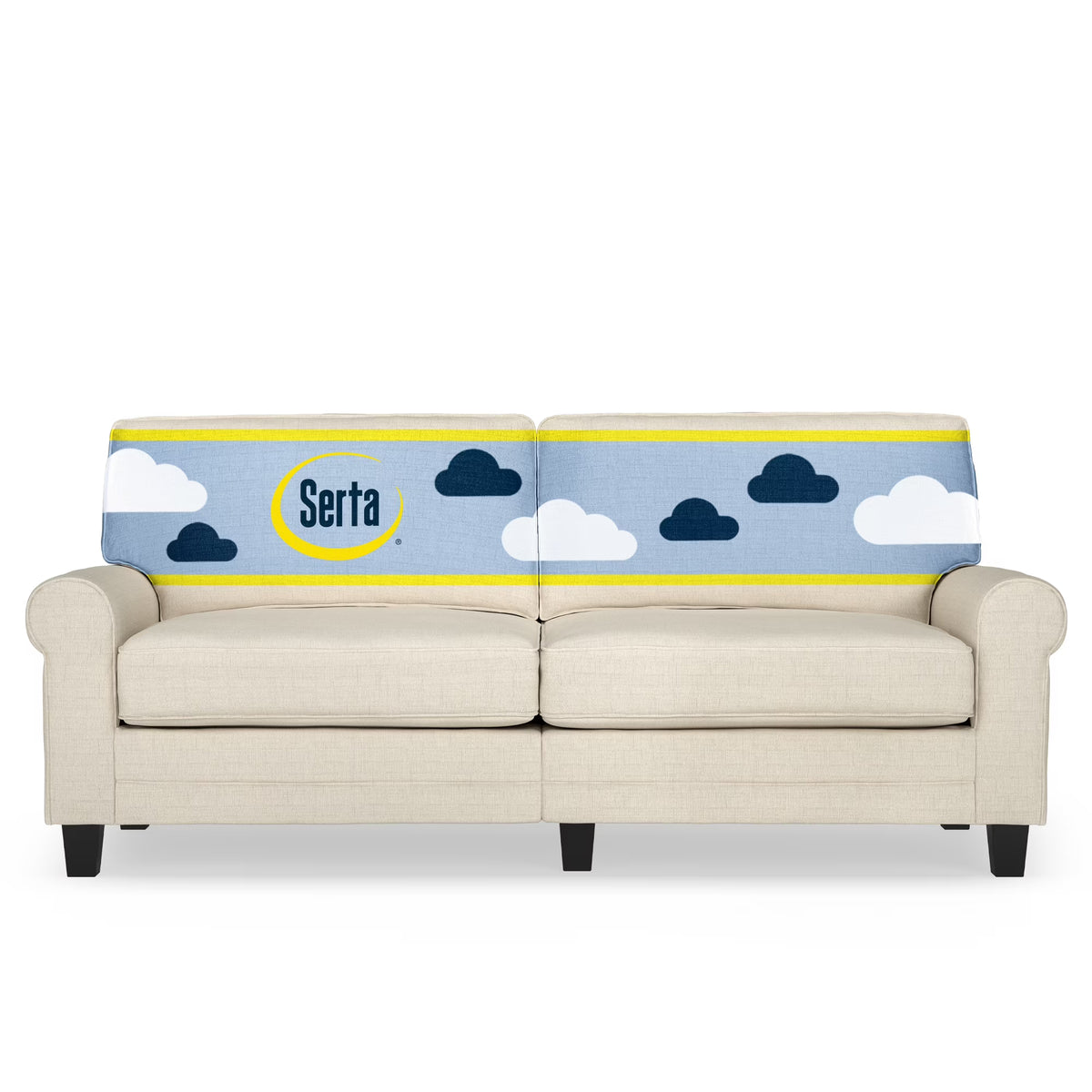 Serta Copenhagen 78" Rolled Arm Sofa with Removable Covers Dark Brown