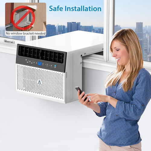 8,000 BTU Window Air Conditioner, Wi-Fi Enabled with Remote Control, Cools Up to 370 Sq. Ft., Washable Filter, Ultra-Quiet and Energy Efficient, Sleek White Design