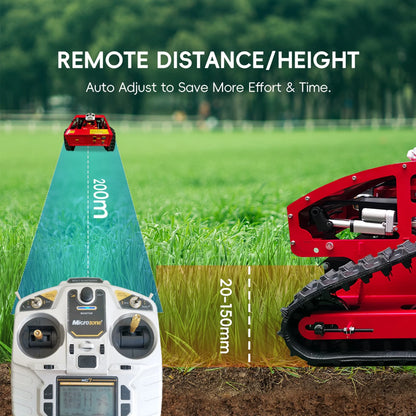 Automatic Remote Control Lawn Mower,   55 cm/ 21.6 inch Mowing Width RC Mower  45�� Climbing  Crawler Mower with EPA Loncin Engine, Wireless Grass Cutting Machine for Yard, Garden, Orchard, Grassland