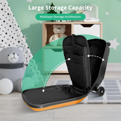 TABU Scooter Luggage for Kids & Adults, Carry on Luggage with Wheels for Kids Ages 6-15,Blue