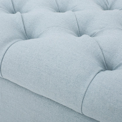 Noble House Hampton Contemporary Fabric Upholstered Storage Ottoman, White and Blue Floral
