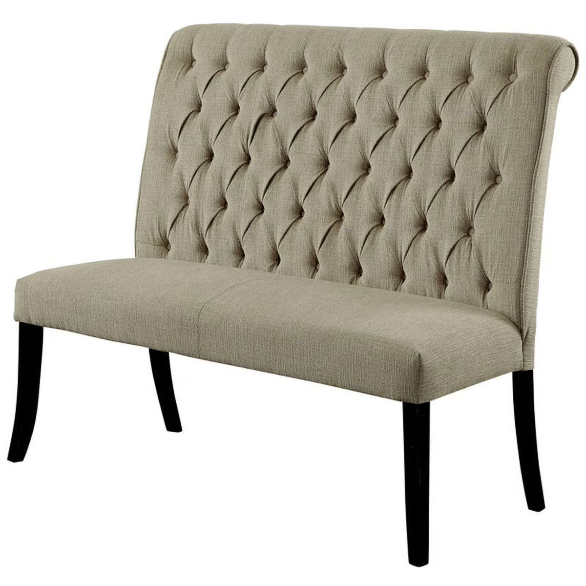 Furniture of America Landon Transitional Fabric Tufted Loveseat Bench in Gray