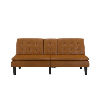 Mainstays Memory Foam 71.5" Futon with Cupholder and USB, Black Faux Leather