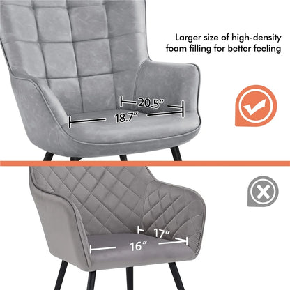Alden Design Mid-Century Modern Faux Leather Wingback Accent Chair, Brown