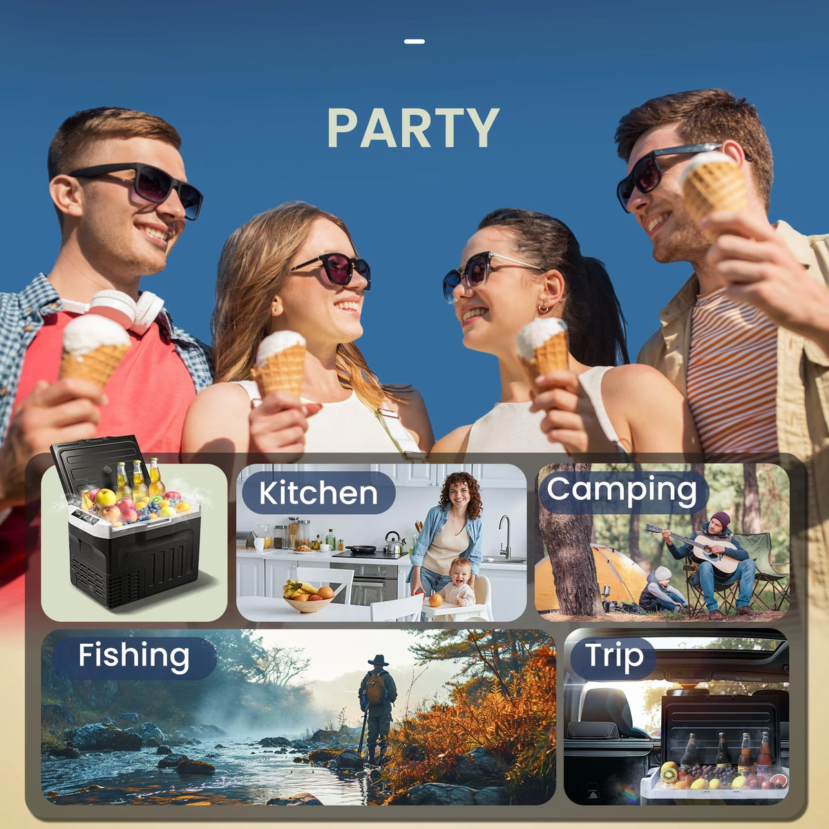 Simzlife 12 Volt Car Refrigerator 22 Quart Portable Fridge Freezer Compressor Cooler 12/24V DC 110~240 Volt AC for Truck Van RV Camper SUV Travel Camping Road Trips