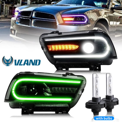 VLAND for Dodge Charger 2011 2012 2013 2014 Dual Beam Projector Headlights Replacement Assembly