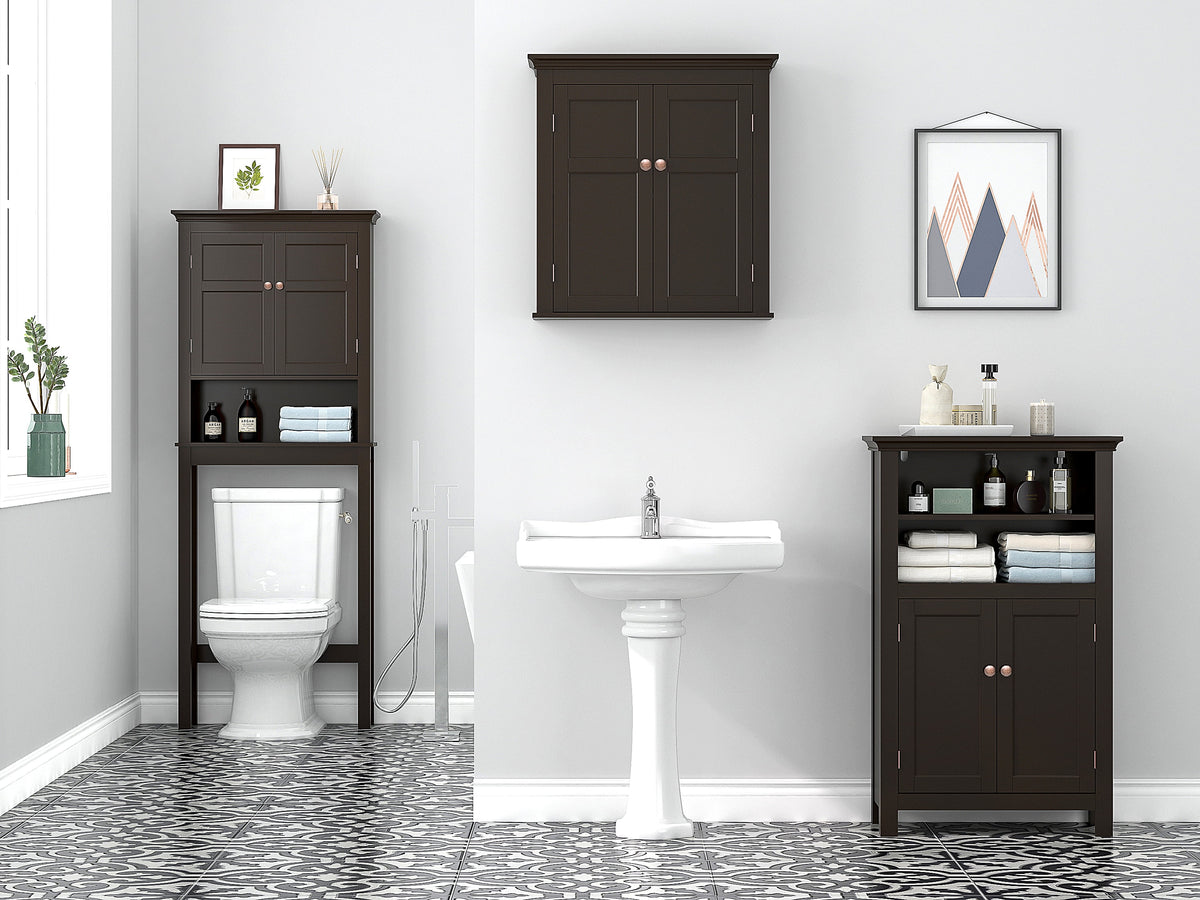 UTEX Bathroom Storage Over The Toilet, Bathroom Cabinet Organizer with Adjustable Shelves, Bathroom Space Saver for Bathroom, White