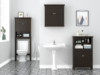 UTEX Bathroom Storage Over The Toilet, Bathroom Cabinet Organizer with Adjustable Shelves, Bathroom Space Saver for Bathroom, White