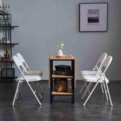 4 Pack Folding Chairs, Cushioned Padded Seat, Wedding Chairs with Metal Frame for Home, Office, Party Use, Light  Brown