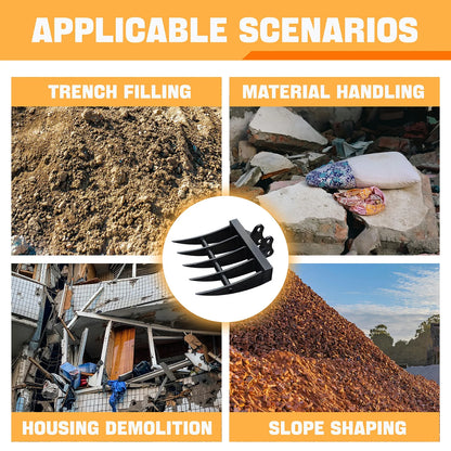 MachPro Mini Excavator Rake, 31'' Mini Excavator Attachments, 9 Tooth Wide Backhoe Digger Accessories Rake Use for Land Clearing, Debris Removing