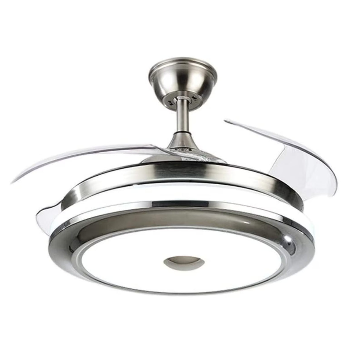 XylehR 42" Modern Ceiling Light with Fans Control, 4 Retractable Blades with 3 Light Color Change Ceiling Fan for Living Bedroom Restaurant, Silver Color with Silent Motor (42In-1 Update)