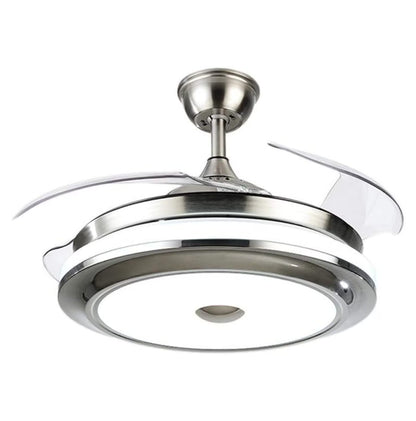 XylehR 42" Modern Ceiling Light with Fans Control, 4 Retractable Blades with 3 Light Color Change Ceiling Fan for Living Bedroom Restaurant, Silver Color with Silent Motor (42In-1 Update)