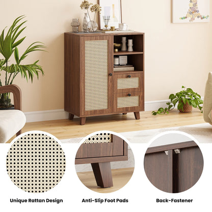STARY Sideboard Buffet Cabinet, Accent Cabinet with Drawers and Adjustable Shelf for Kitchen, Living Room, Entryway, Nature
