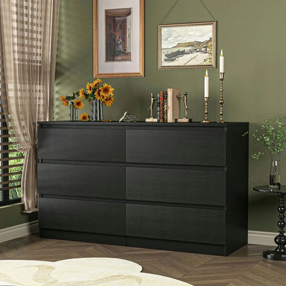 Kadyn White Chest of Drawer, 6 Double Drawer Dresser for Bedroom, Modern Storage Cabinet for Living Room, Dresser