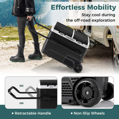 Costway Dual Zone 12V Car Refrigerator 53QT Portable Compressor Fridge Freezer (-4�H~68�H)  for RVs Black