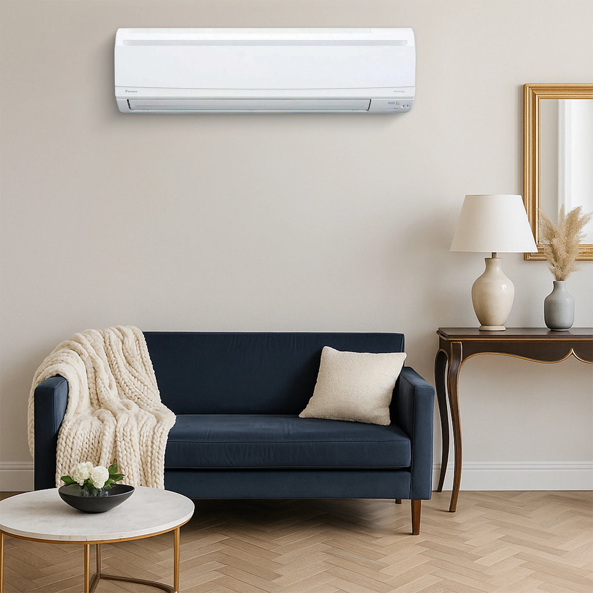 Daikin 15,000 Btu 20 SEER2 LV Series Ductless Mini-Split Wall Mount Heat Pump Air Conditioner with 15' Installation Kit, Wall Bracket, 1/2 Electric Whip, 30A Fuse -230V