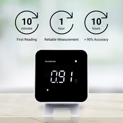 Ecosense EB100 EcoBlu, Digital Radon Detector, Fast & Accurate, Short-Term and Long-Term Monitoring, Full Size LED Screen, Easy to Use (White)