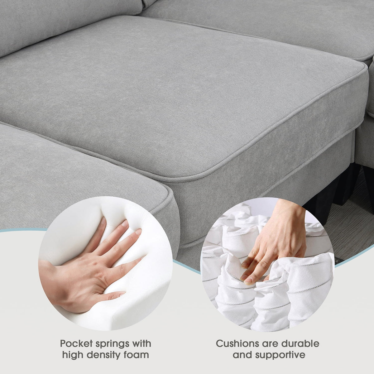 Harper & Bright Designs Modular Sectional Sofa with Ottoman Couch L Shape Corner Sofa Sets 7 Seats Fabric Couch for Living Room, Black, 112 * 87 inch