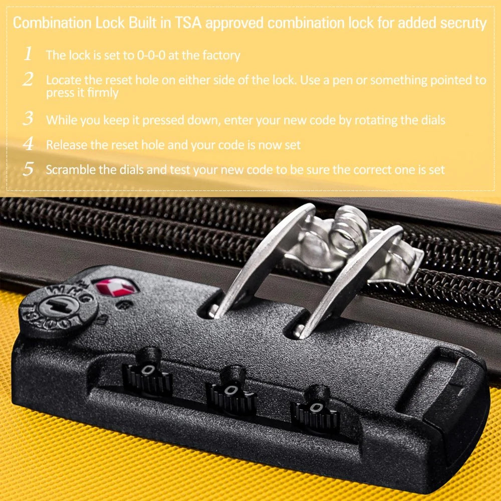 Tcbosik Luggage Sets, 3 Piece Set Hardside Suitcases with Spinner Wheels, 20/24/28 Travel Luggage Lightweight, Dark Blue